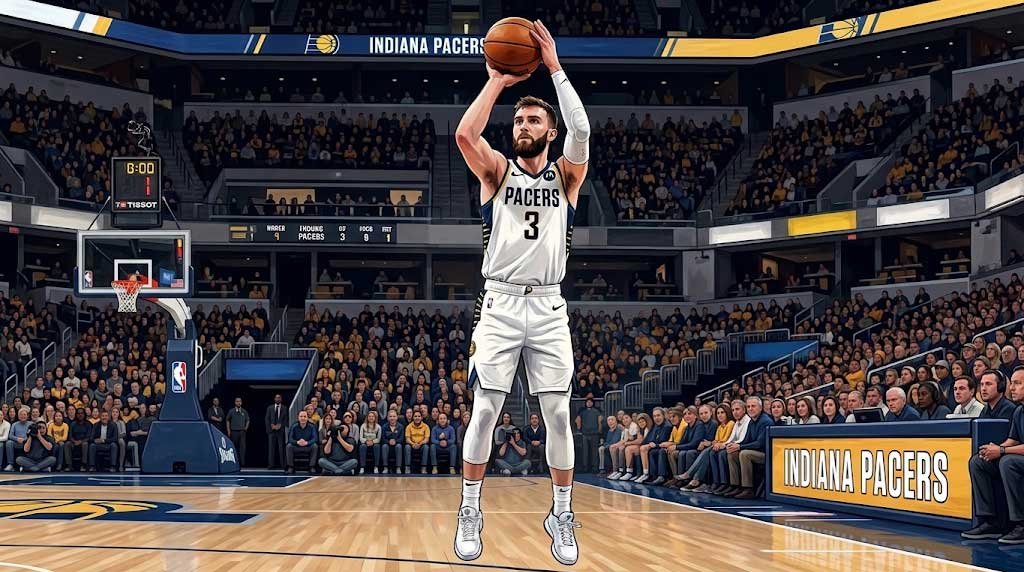 Indiana Pacer's player, Braden Smith shooting the basketball